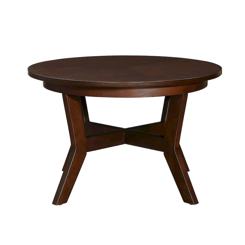32inch Wood Round Coffee Table for Living Room,Mid Century Farmhouse Circle Wooden Coffee Tables for Apartment, Easy Assembly