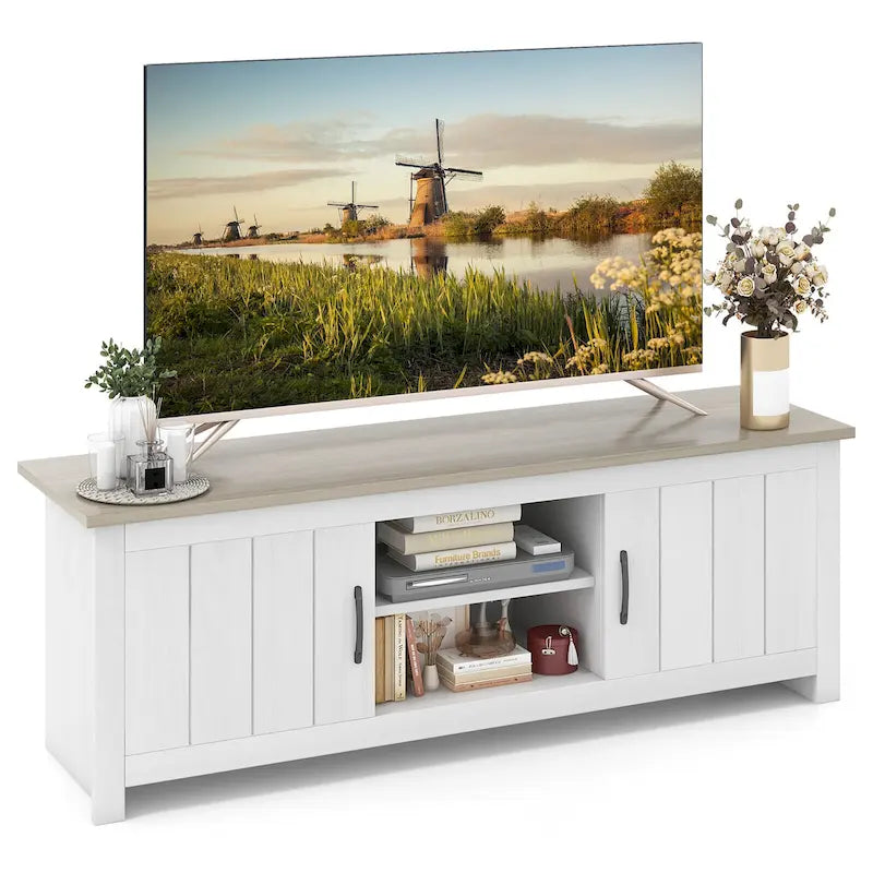 Farmhouse TV Stand for TVs up to 65 Media Console Center w/