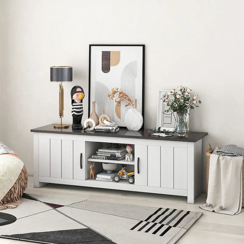 Farmhouse TV Stand for TVs up to 65 Media Console Center w/