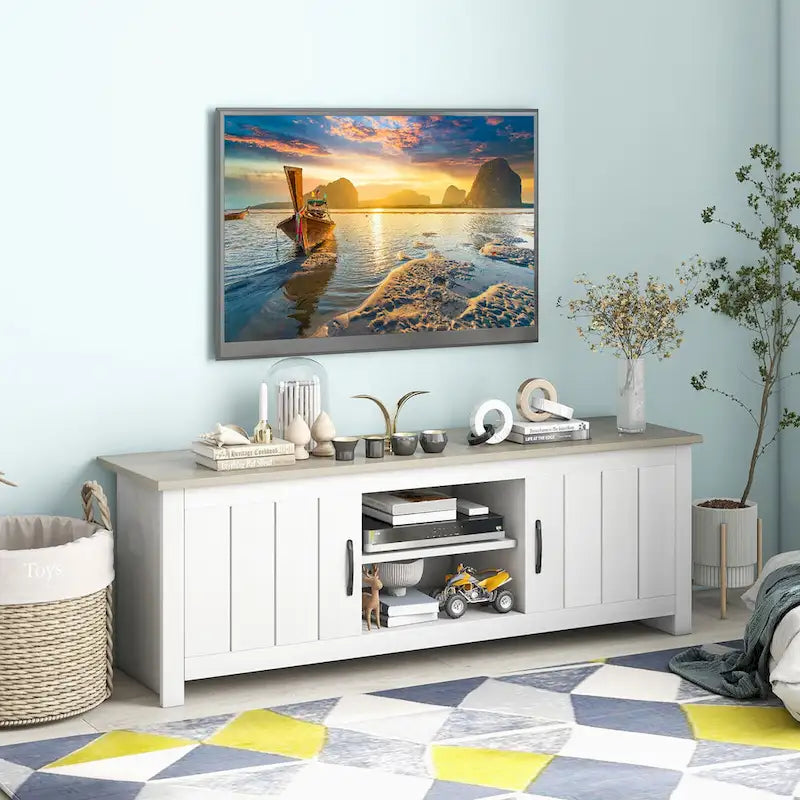 Farmhouse TV Stand for TVs up to 65 Media Console Center w/
