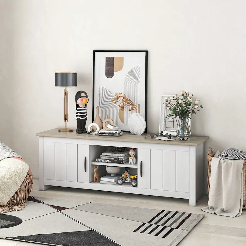 Farmhouse TV Stand for TVs up to 65 Media Console Center w/
