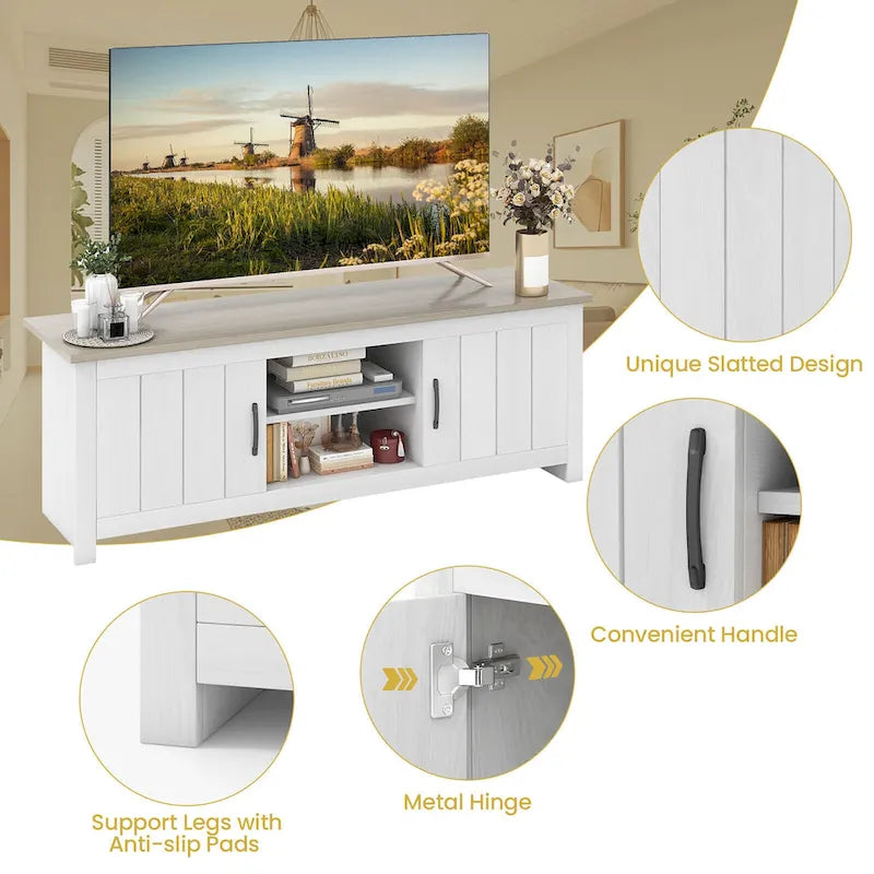 Farmhouse TV Stand for TVs up to 65 Media Console Center w/