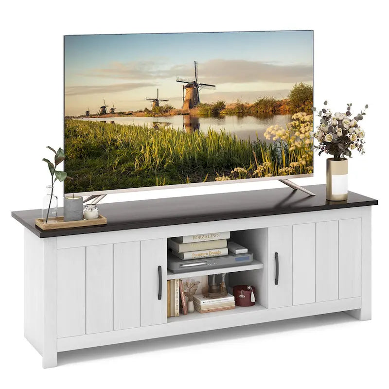 Farmhouse TV Stand for TVs up to 65 Media Console Center w/