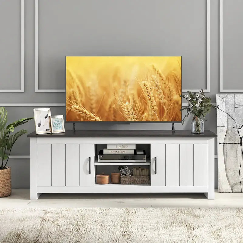 Farmhouse TV Stand for TVs up to 65 Media Console Center w/