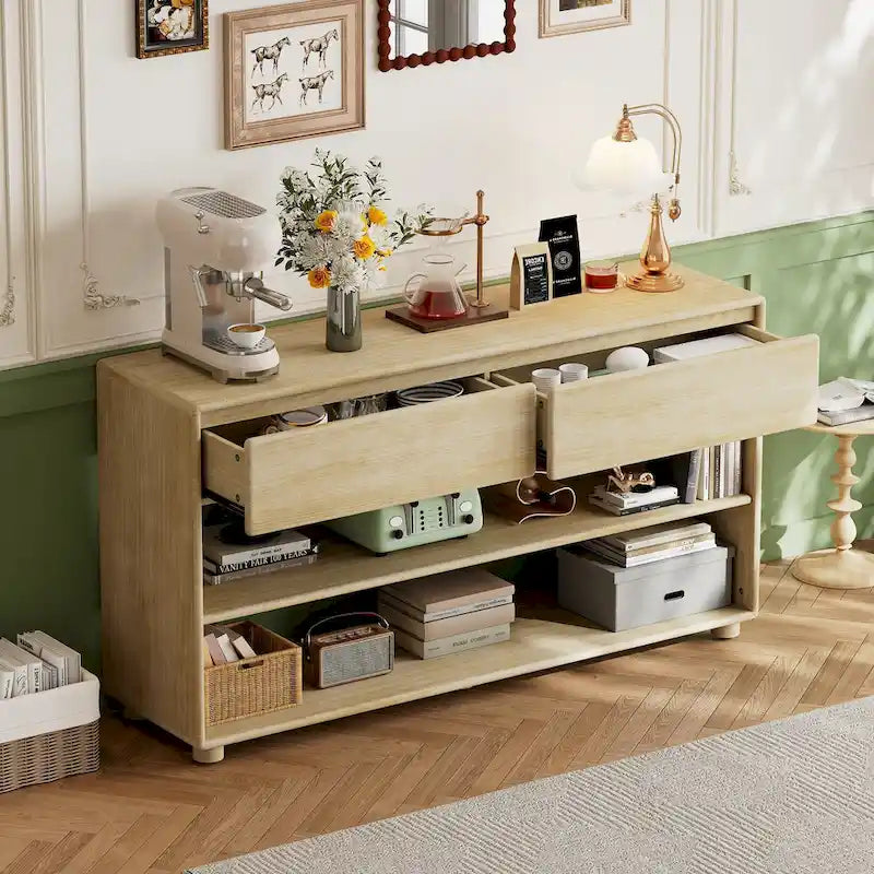 Console Table with Drawers and Shelves for Entryway
