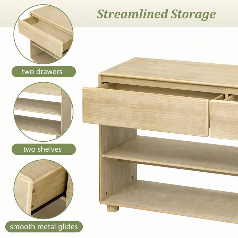 Console Table with Drawers and Shelves for Entryway