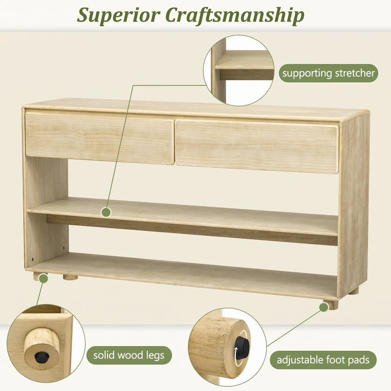 Console Table with Drawers and Shelves for Entryway