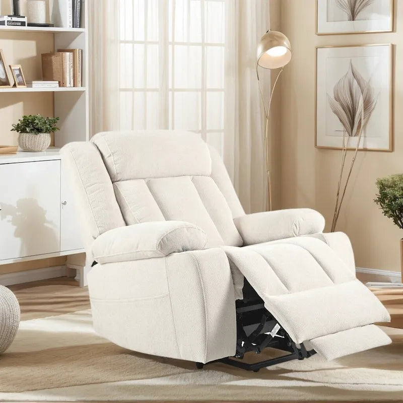Snowflake Velvet Fabric Power Lift Recliner w/Extended Footrest