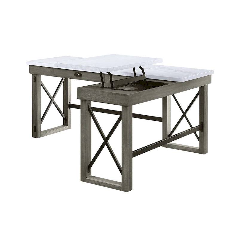 Talmar Marble Top Weathered Gray Finish Writing Desk with Lift Top