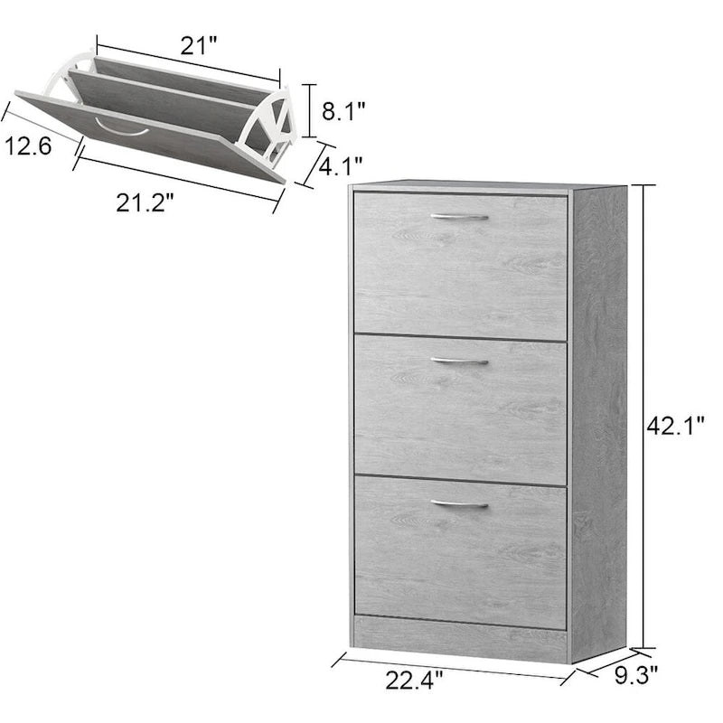 Modern Shoe Storage Cabinet for Entryway, 2 Tier Floor Shoes Cabinet