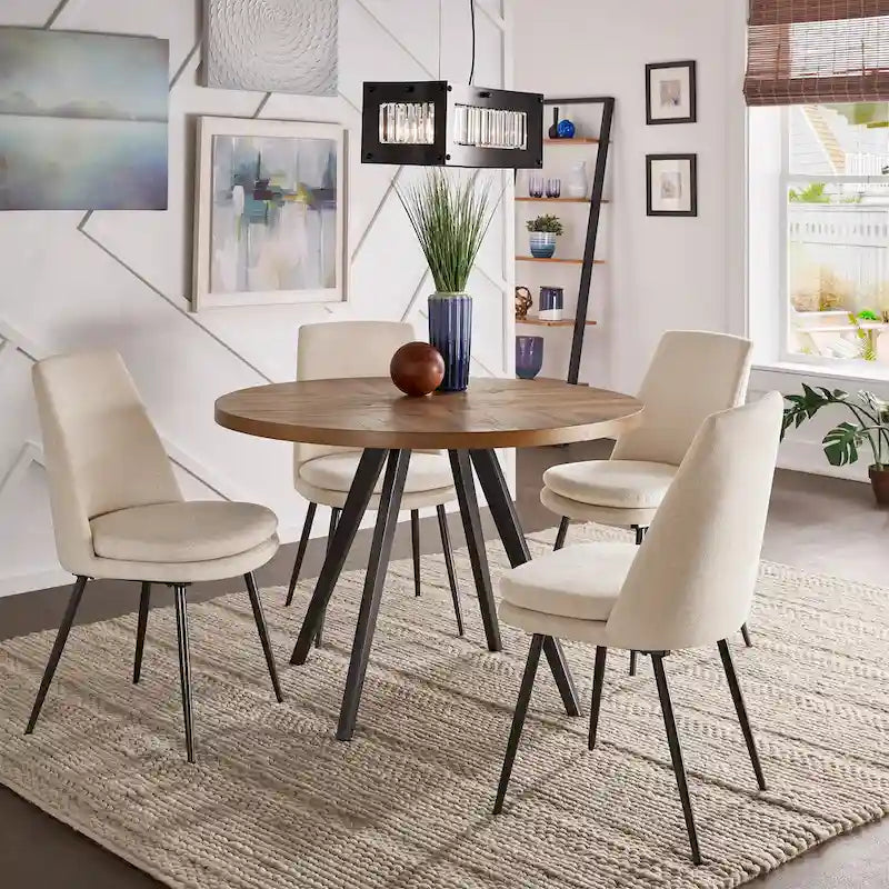 Saki Oak Top Iron Grey Finish Dining Table by iNSPIRE Q Modern