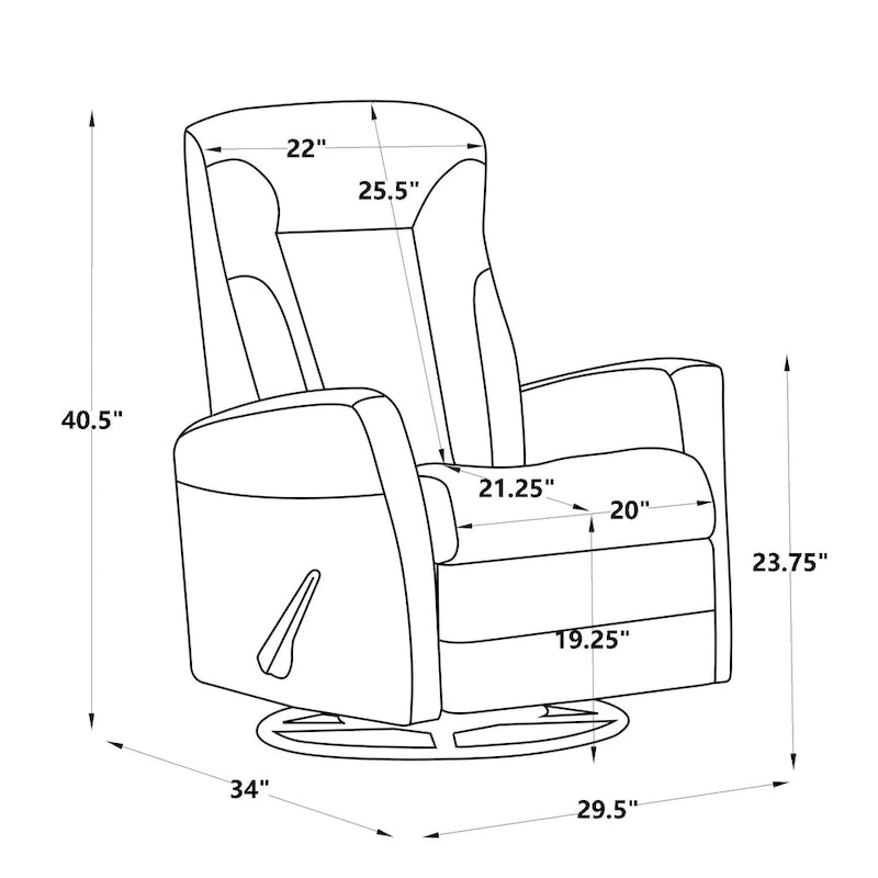 29.5 Width Swivel Recliner Chair Glider Recliner Couch