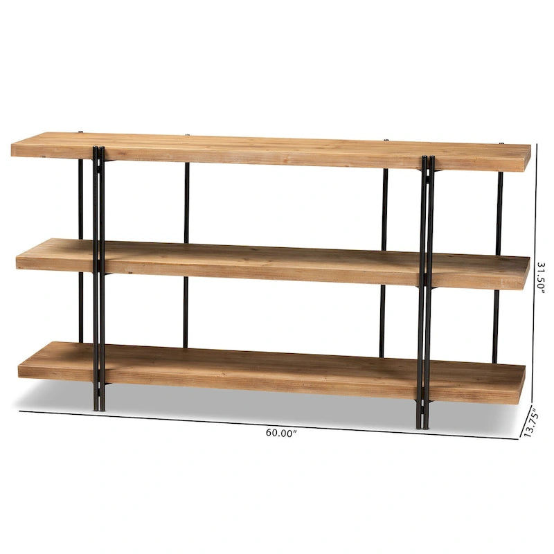 Tarah Brown Finished Wood and Black Finished Metal Console Table