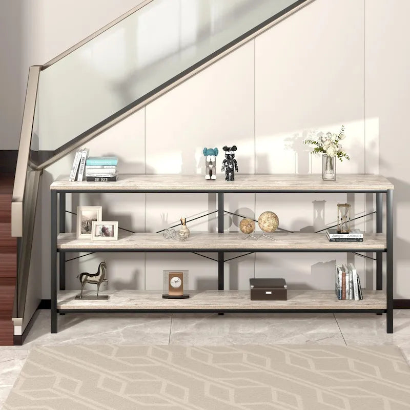 55 Sofa Console Table Narrow Long Console Entryway Table with Storage Shelf TV Stand