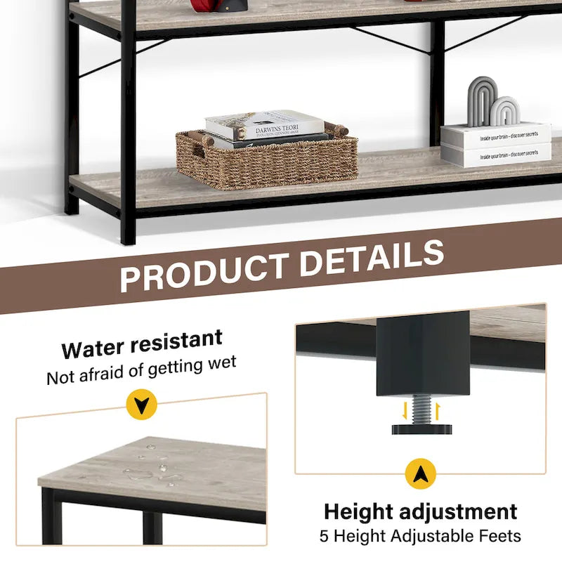 55 Sofa Console Table Narrow Long Console Entryway Table with Storage Shelf TV Stand