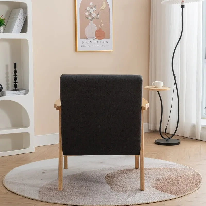 Mid Century Boucle Uplostered Soild Wood Accent Armchair with Pillow
