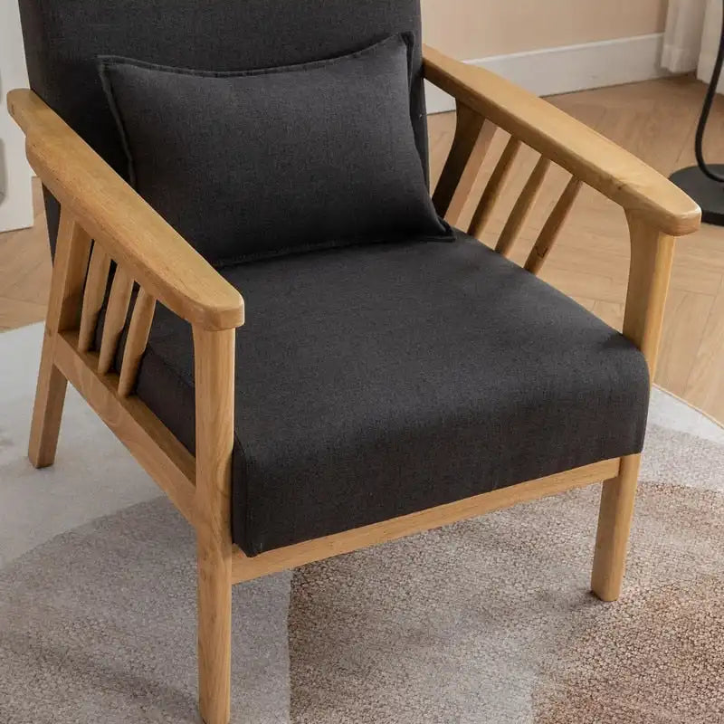Mid Century Boucle Uplostered Soild Wood Accent Armchair with Pillow