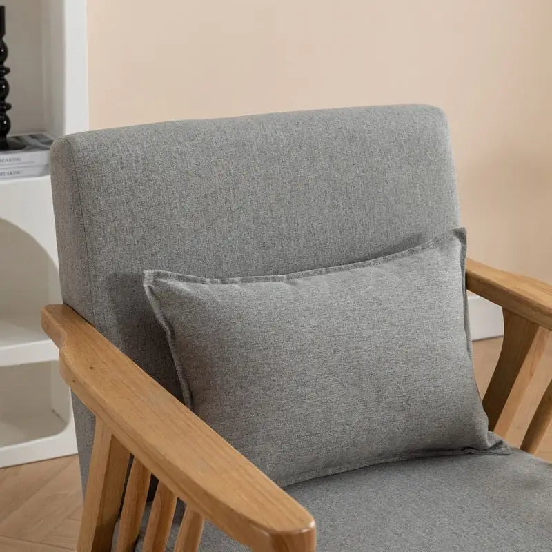 Mid Century Boucle Uplostered Soild Wood Accent Armchair with Pillow
