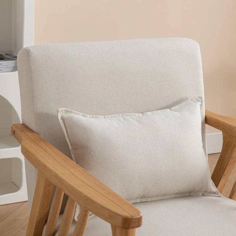Mid Century Boucle Uplostered Soild Wood Accent Armchair with Pillow