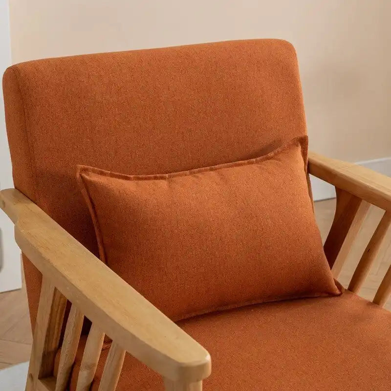 Mid Century Boucle Uplostered Soild Wood Accent Armchair with Pillow