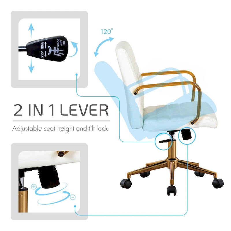 Franco Swivel Office Chair, PU Leather, Roller Wheels