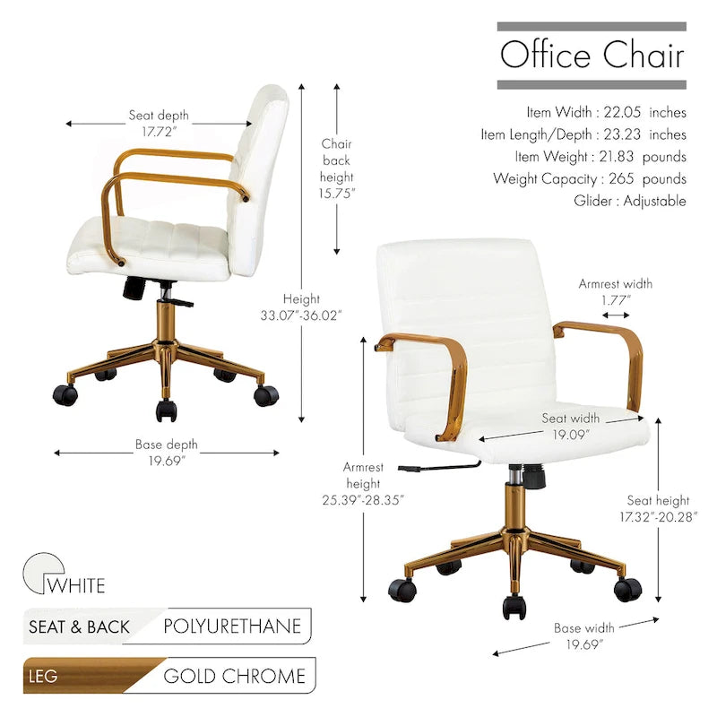Franco Swivel Office Chair, PU Leather, Roller Wheels