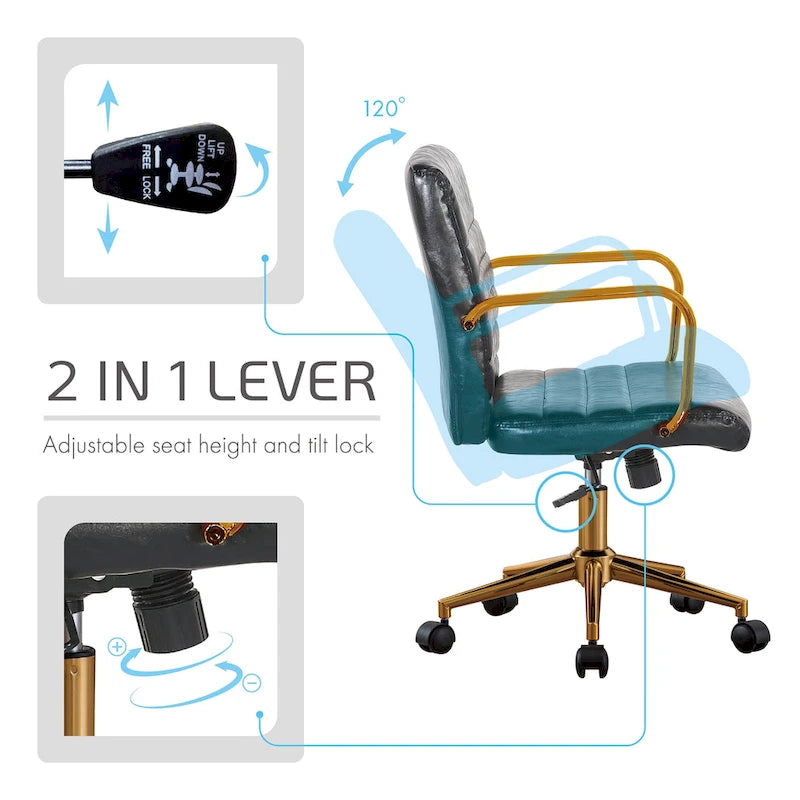 Franco Swivel Office Chair, PU Leather, Roller Wheels