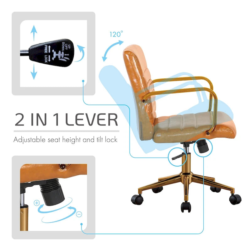 Franco Swivel Office Chair, PU Leather, Roller Wheels