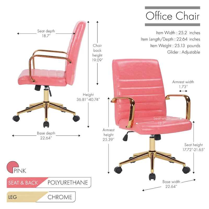 Franco Swivel Office Chair, PU Leather, Roller Wheels