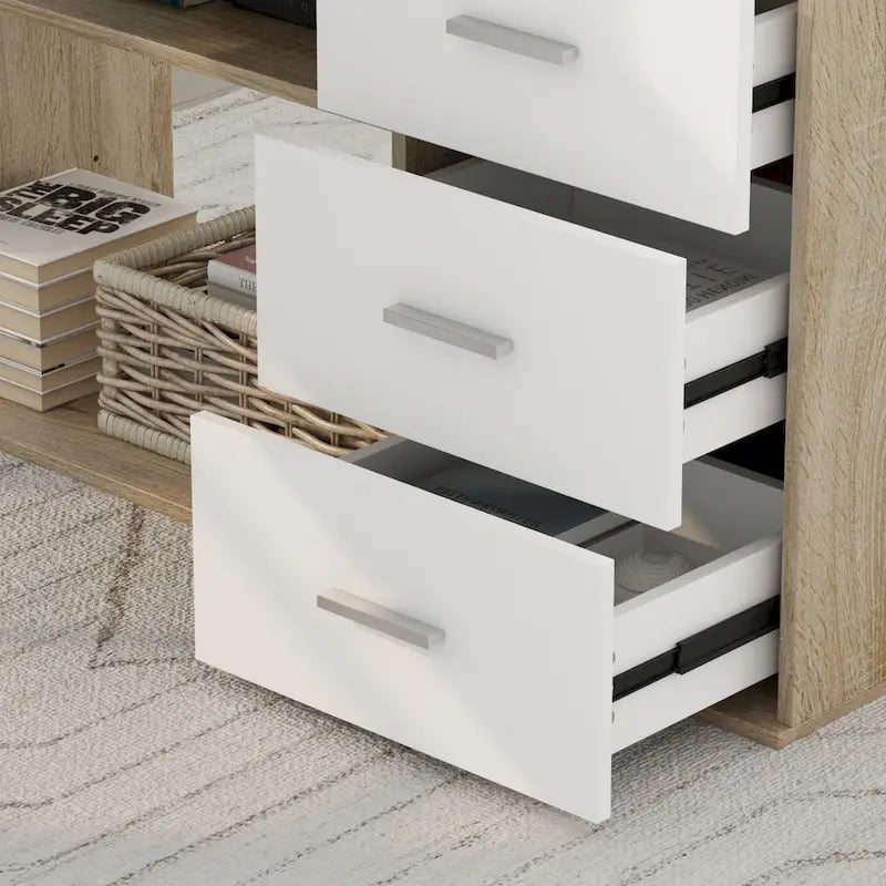 55-inch L Shaped Office Computer Desk w/ Drawers, Wood