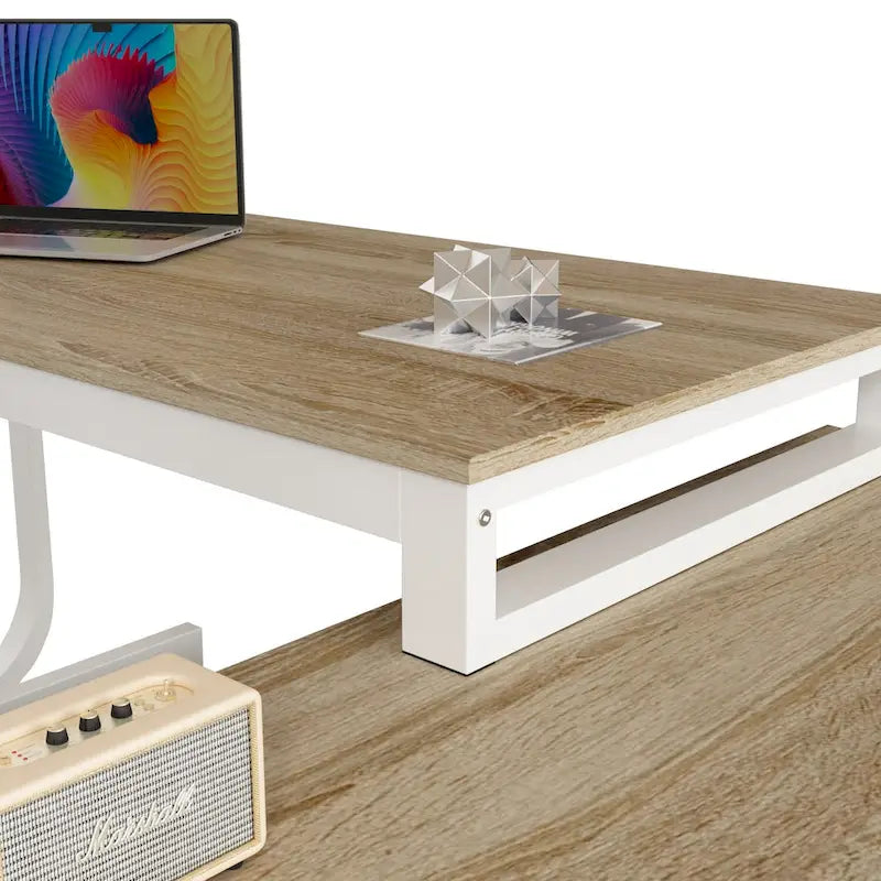 55-inch L Shaped Office Computer Desk w/ Drawers, Wood