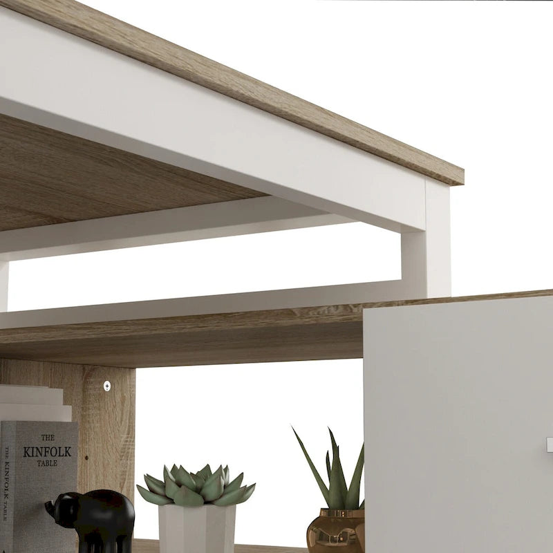 55-inch L Shaped Office Computer Desk w/ Drawers, Wood