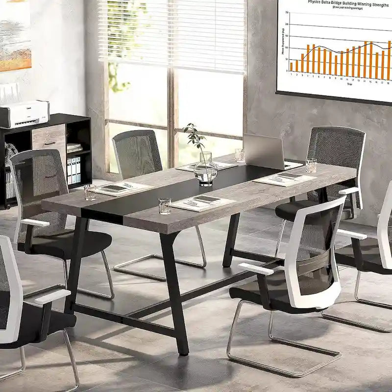 6FT Rectangle Conference Table, 70.9L Meeting Table for 6 People