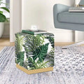 Square Velvet Ottoman Upholstered Stool Vanity Gold Plating Base