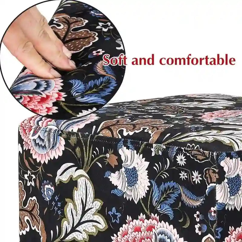 Square Velvet Ottoman Upholstered Stool Vanity Gold Plating Base