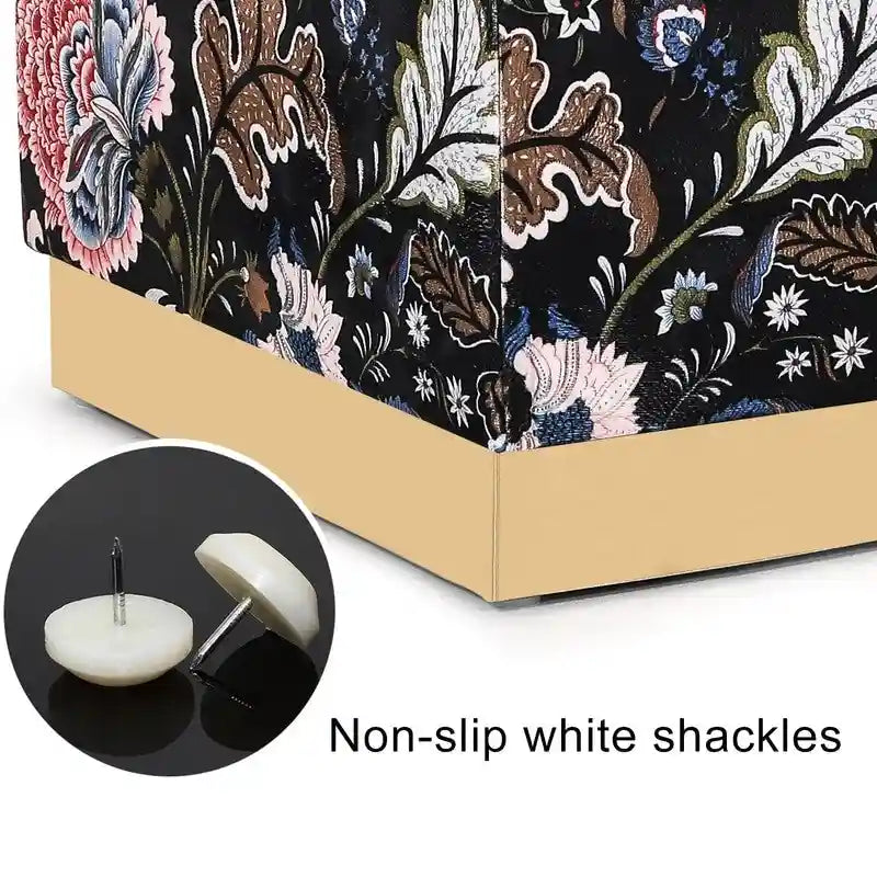 Square Velvet Ottoman Upholstered Stool Vanity Gold Plating Base