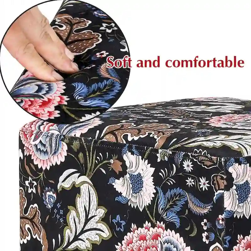 Square Velvet Ottoman Upholstered Stool Vanity Gold Plating Base