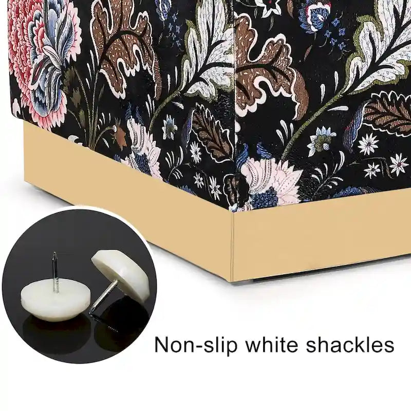 Square Velvet Ottoman Upholstered Stool Vanity Gold Plating Base