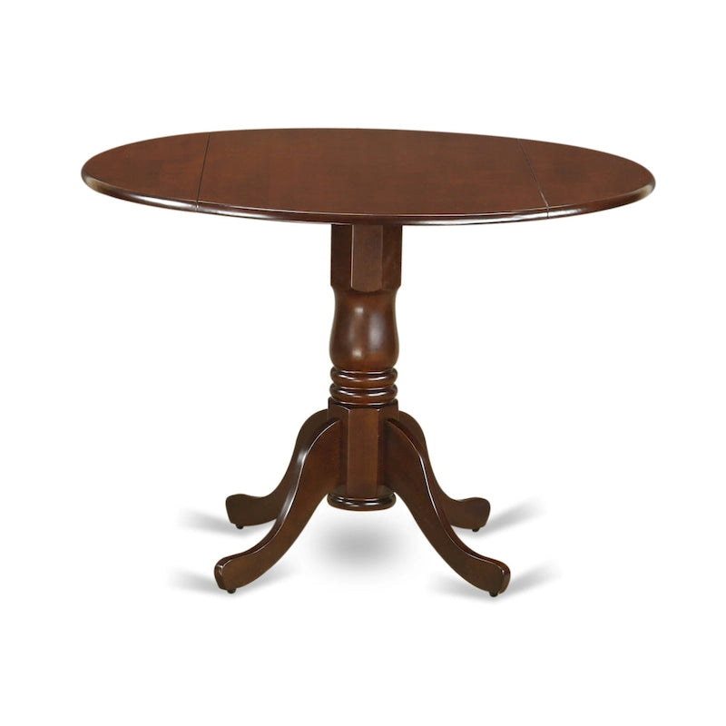 3 Piece Modern Table Set- A Round Table with Dropleaf and 2 Kitchen Dining Chairs, Mahogany (Seats Option)