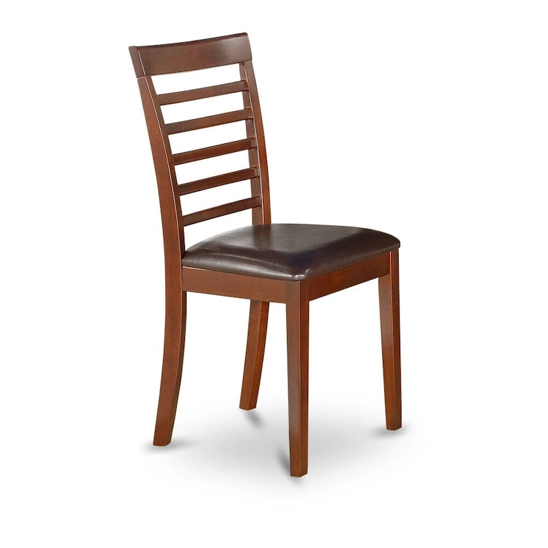 3 Piece Modern Table Set- A Round Table with Dropleaf and 2 Kitchen Dining Chairs, Mahogany (Seats Option)