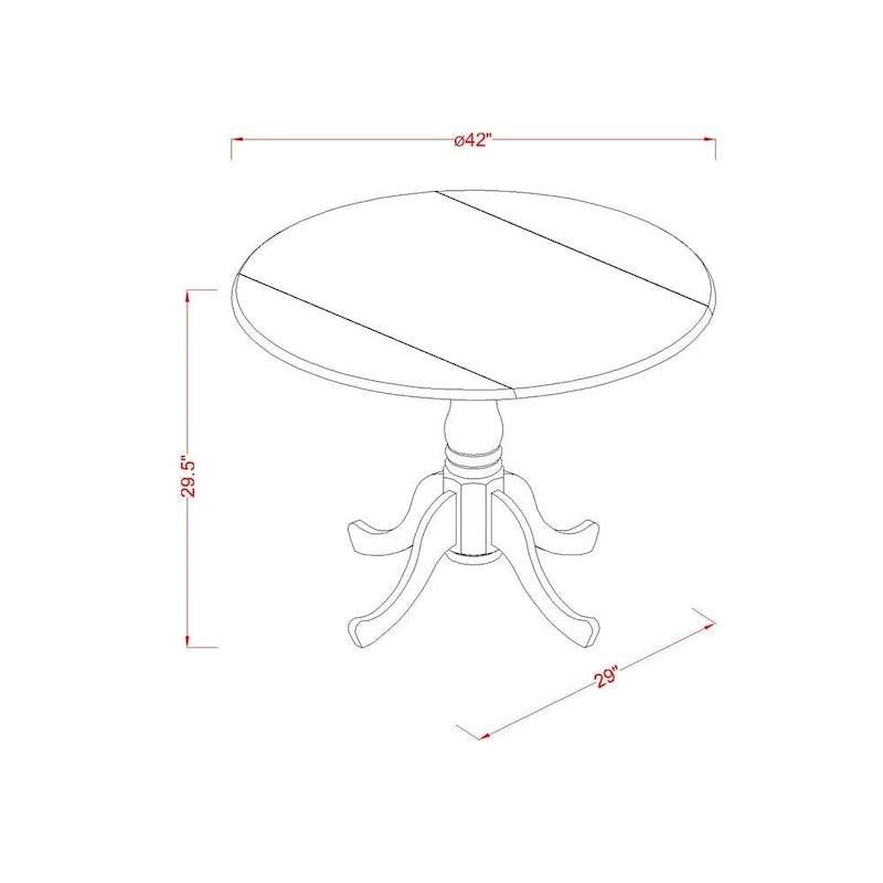 3 Piece Modern Table Set- A Round Table with Dropleaf and 2 Kitchen Dining Chairs, Mahogany (Seats Option)