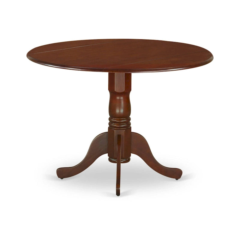 3 Piece Modern Table Set- A Round Table with Dropleaf and 2 Kitchen Dining Chairs, Mahogany (Seats Option)