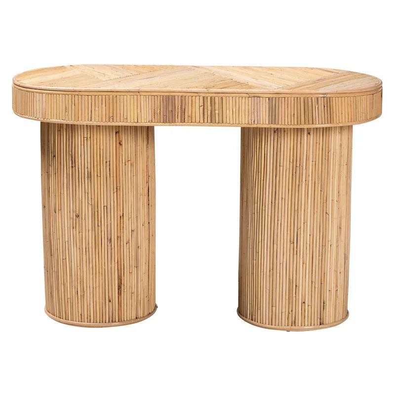 Iryna Modern Bohemian Natural Rattan Console Table