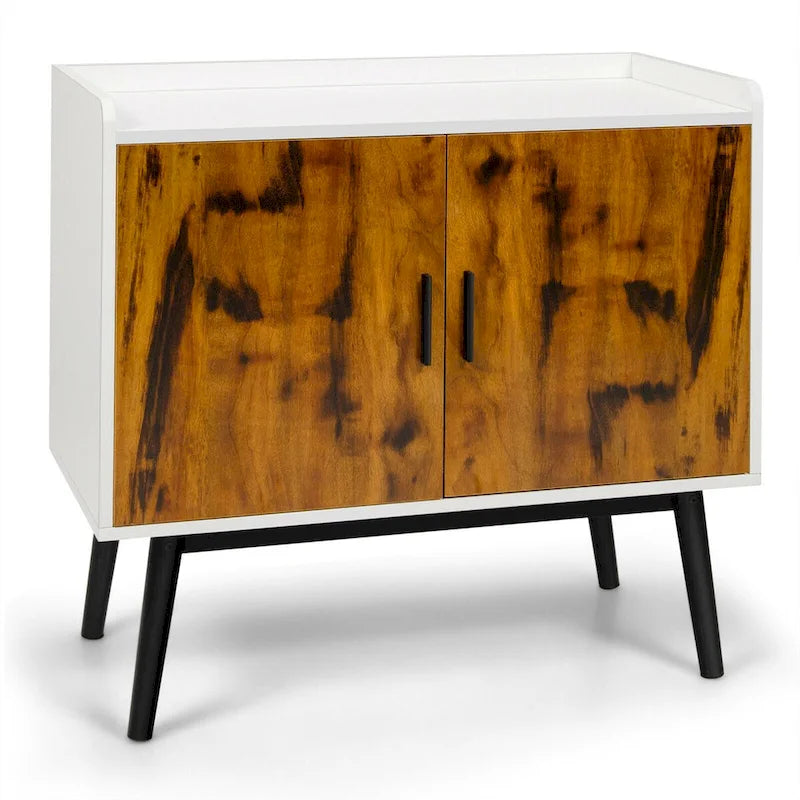 Sideboard Buffet Storage Cabinet w/2 Door Metal Legs Accent - 32 x 15 x 29 (L x W x H)