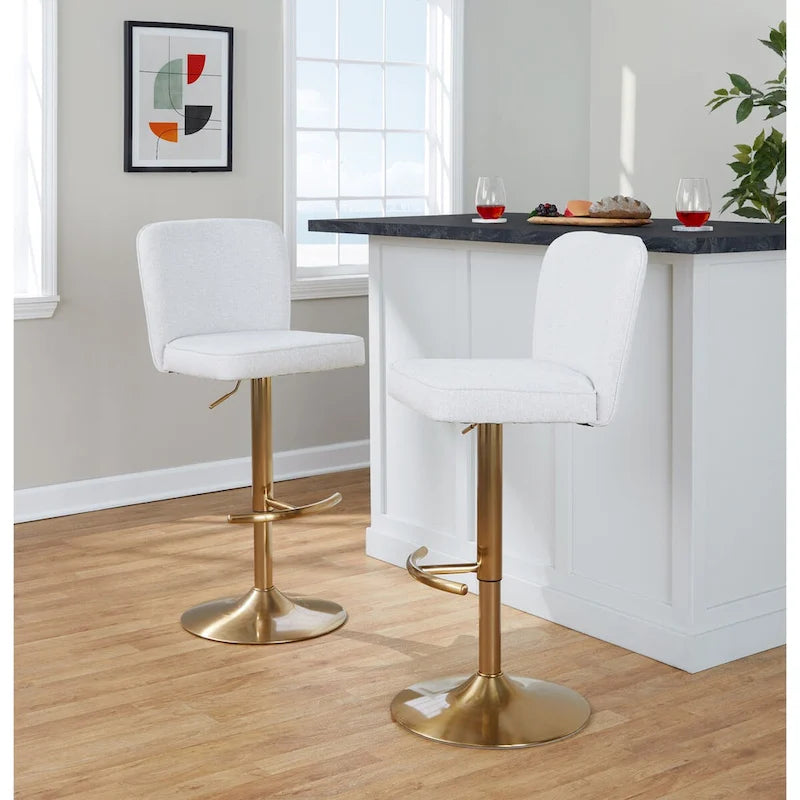 Holden Adjustable Bar Stool with Rounded T Footrest (Set of 2)
