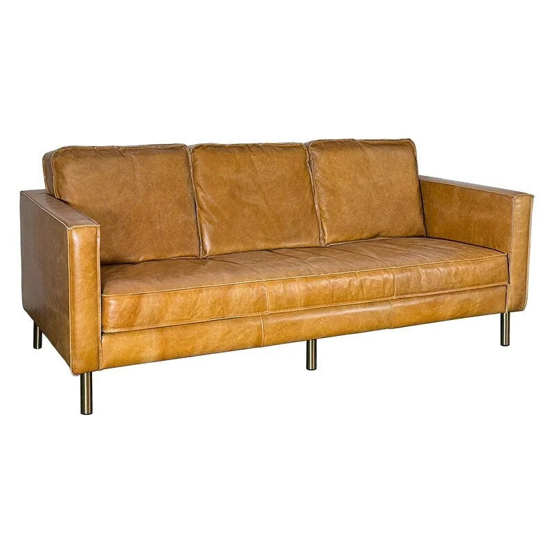 Natural Luxury Leather Minimalist Sofa - 78.8W x 35.5D x 33.5H