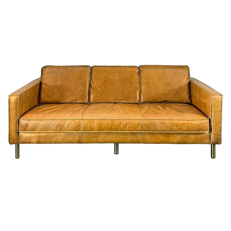 Natural Luxury Leather Minimalist Sofa - 78.8W x 35.5D x 33.5H