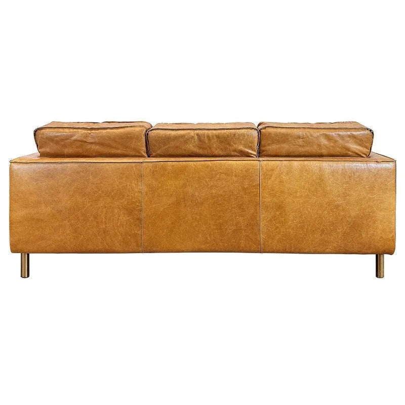 Natural Luxury Leather Minimalist Sofa - 78.8W x 35.5D x 33.5H