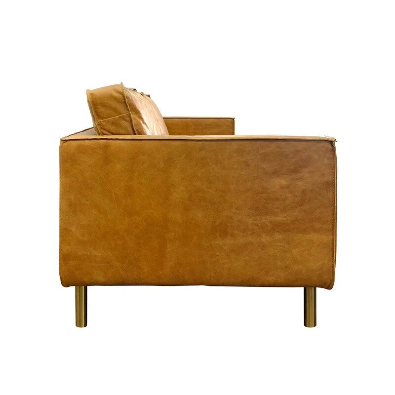 Natural Luxury Leather Minimalist Sofa - 78.8W x 35.5D x 33.5H