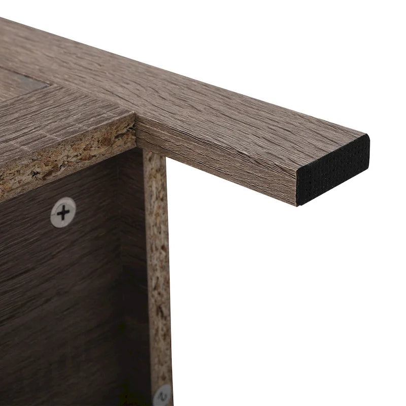 Set of 2 Industrial Nightstand Bedside End Table with Door